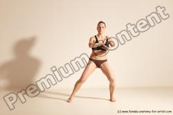 Underwear Martial art Woman White Moving poses Average long colored Dynamic poses Academic